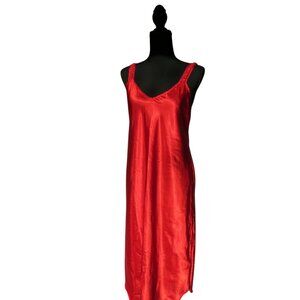 Vintage Red Satin Nightgown - Size Large
